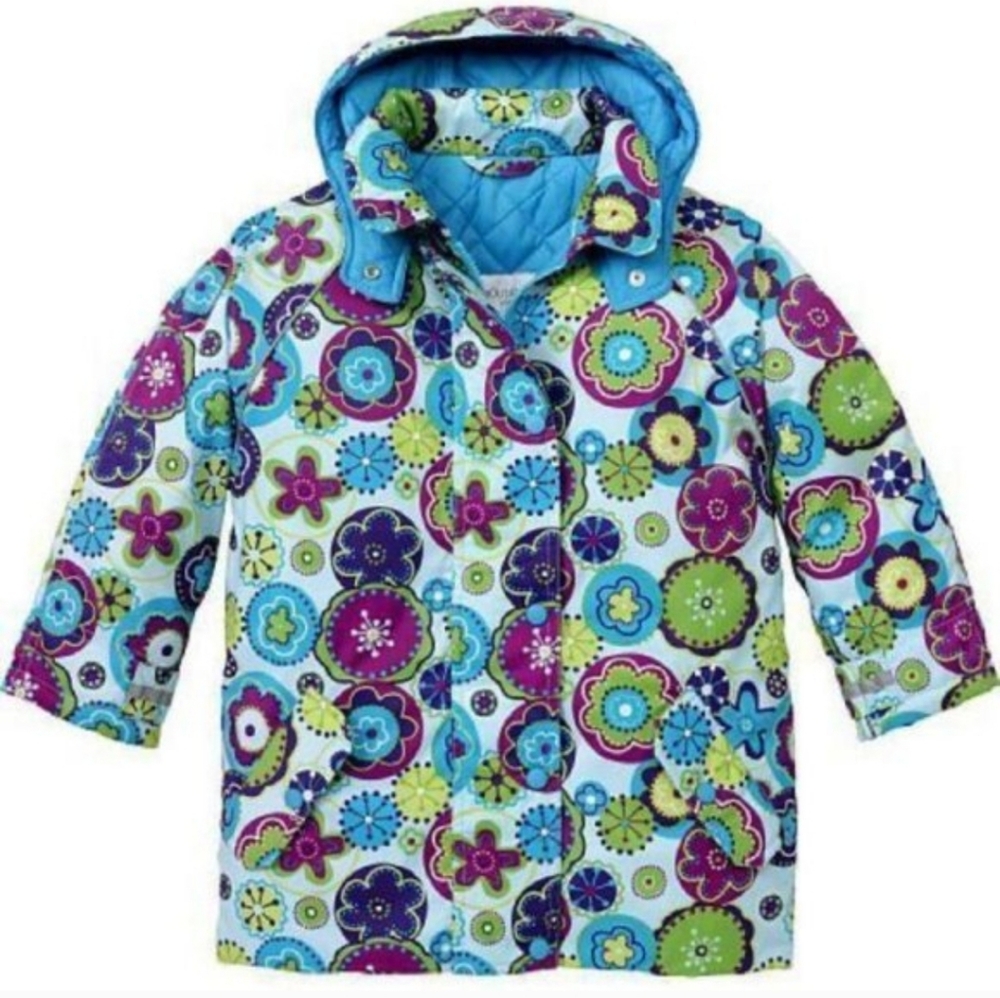 Hanna Andersson colorful floral print winter ski coat for girls Size 120